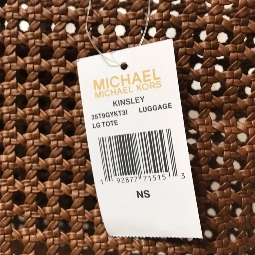Michael Kors Large woven braided leather tote shoulder bag chain straps
